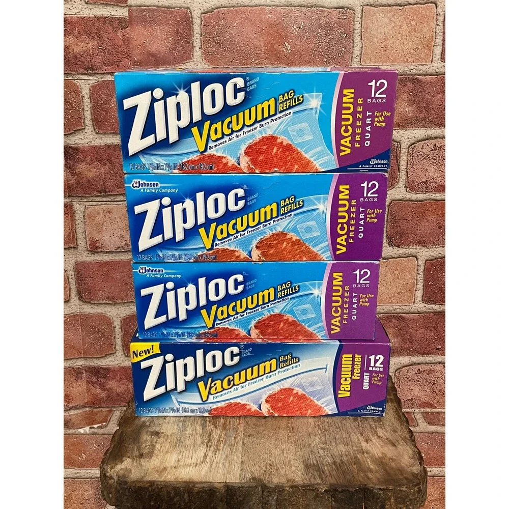 Ziploc Vacuum Freezer Bag Refills Quart Size 12 Count 4 Boxes Total 48 Bags